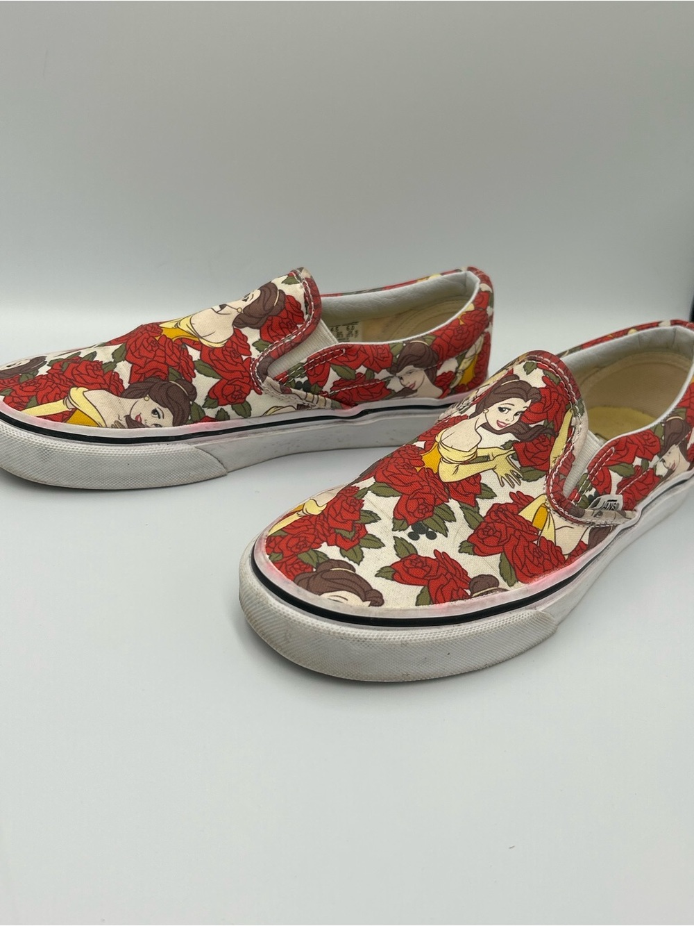 Vans Disney Cream Slip-On Sneakers with Belle and Red Rose Print - Picture 5 of 5